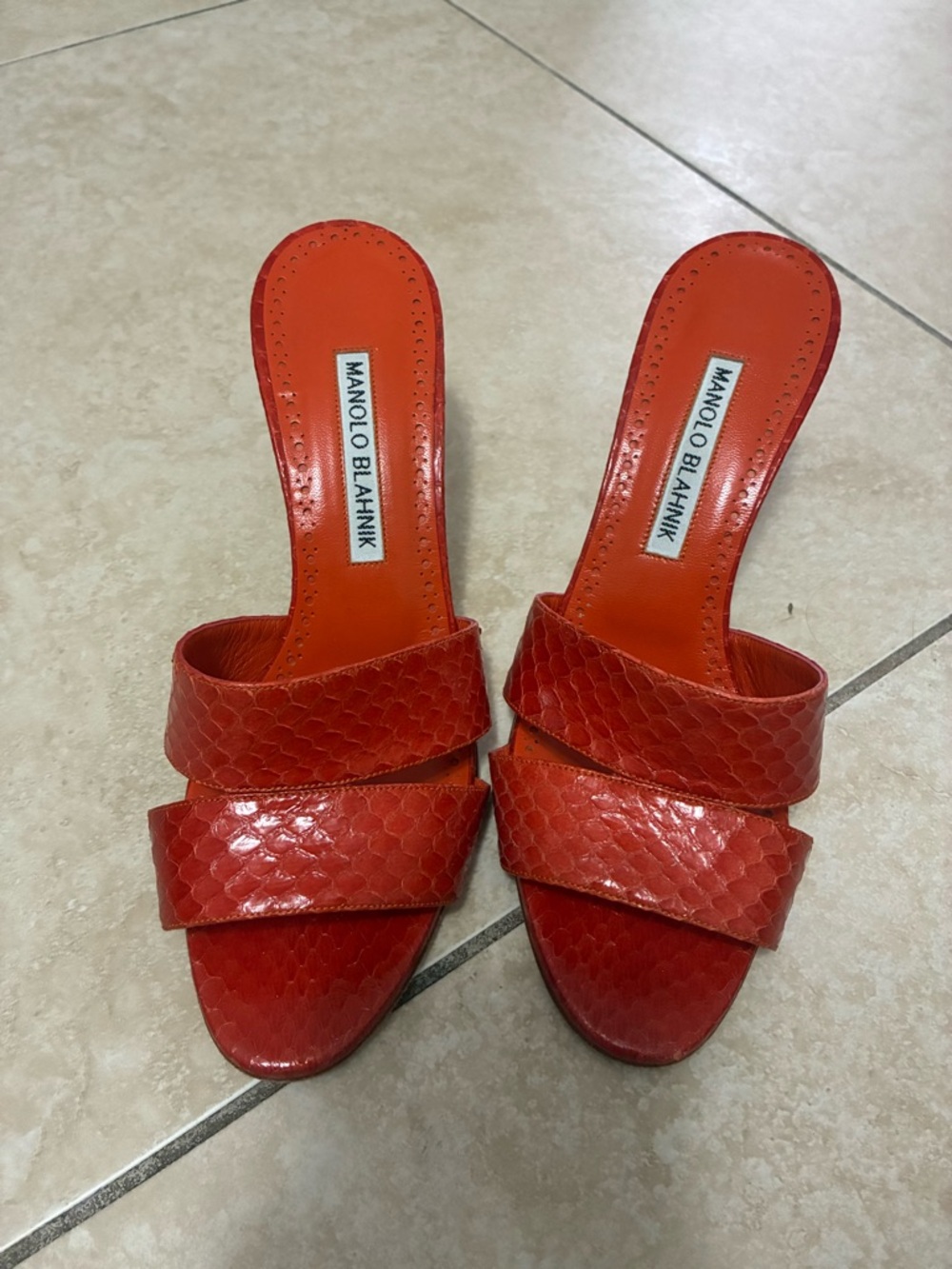 Manolo Blahnik Red Snake Heels